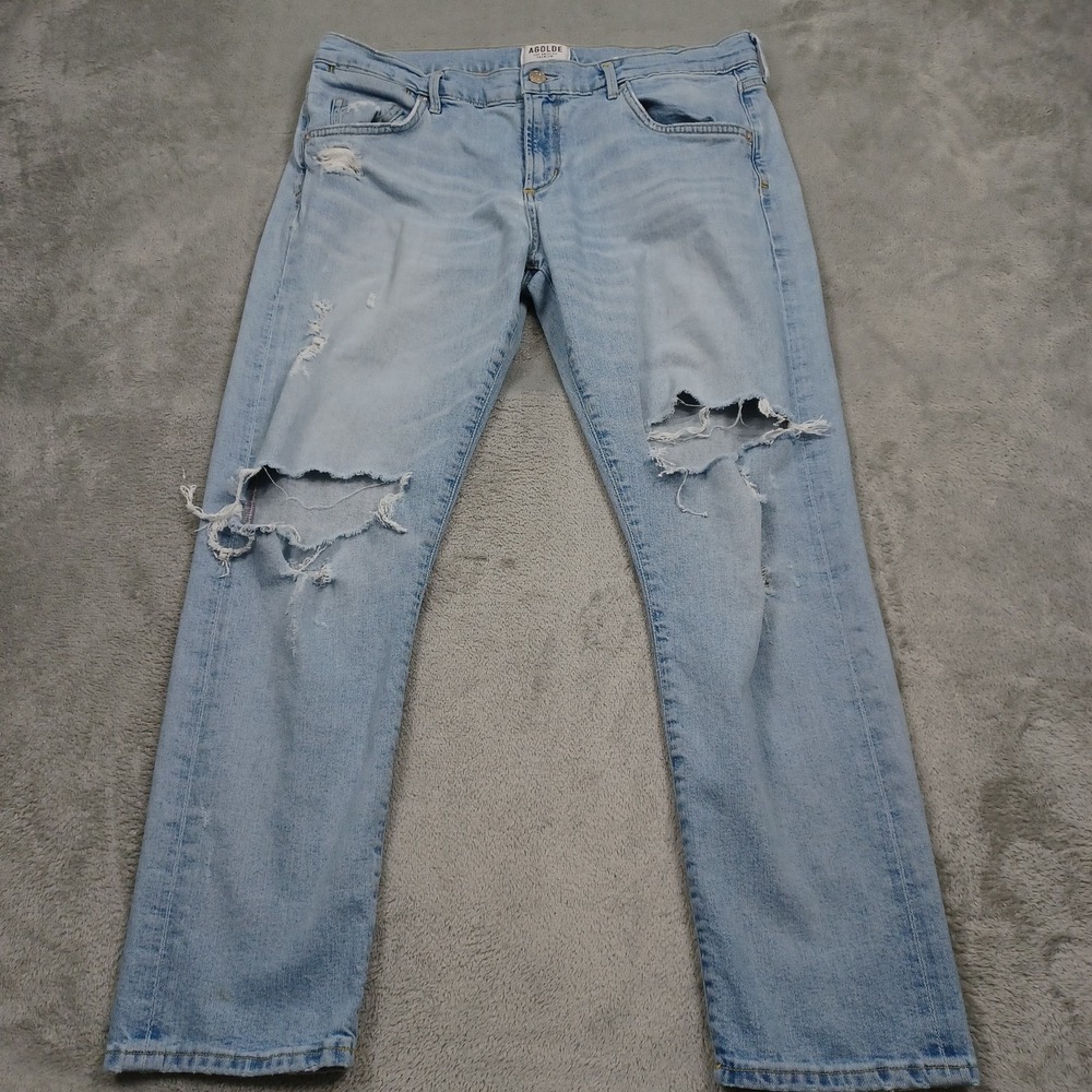 AGOLDE Light Wash Distressed Boyfriend Jeans